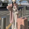 2023 Spring and Autumn laid-back and loose, knee-length, thickened, pure imitation mink fleece knitted sweater cardigan for women Specification image